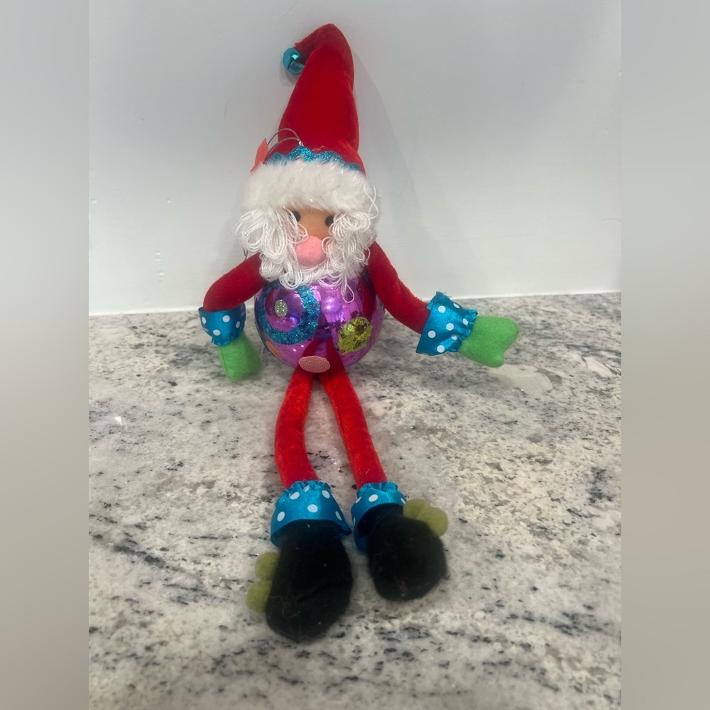 Colorful Santa Ornament with Long Legs